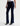 Person wearing dark blue jeans on a white background