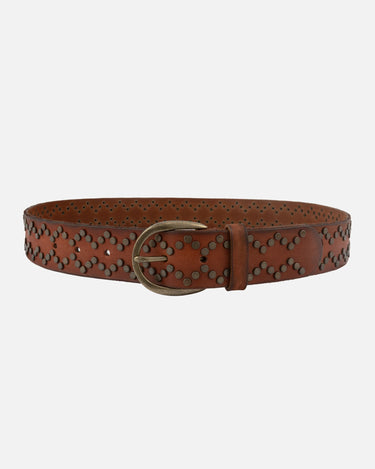 Demi Oval Buckle Studded Leather Belt - Time Out Clothing