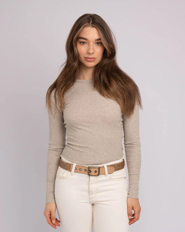 Conrad Rectangle Buckle Studded Leather Belt - Time Out Clothing