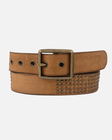 Conrad Rectangle Buckle Studded Leather Belt - Time Out Clothing