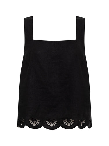 Almost There Black Linen Top by Sanctuary - Time Out Clothing