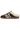 A low-top slip-on sneaker featuring dark brown leather and suede panels, a thick white faux-fur collar, white laces, and a gum brown sole, shown against a plain white background.