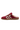Back 70 red velvet slip-on sneaker with cream woven logo, white laces, and gum sole.