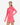 Woman wearing a pink long-sleeve dress with a hood on a white background