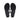 Black sandal soles with a brand logo on the sole against a white background