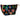 A black zippered cosmetic pouch decorated with a vibrant, colorful pattern of stylized hearts, flowers, and flames. The pouch features light tan leather zipper pulls and a small tan leather brand patch that reads 'CONSEGUAS'.