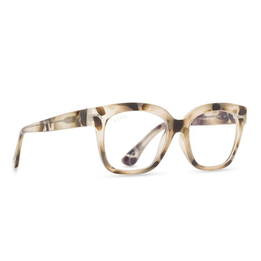 Pair of tortoiseshell eyeglasses on a white background