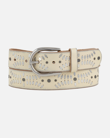 Divera Off White Studded Leather Belt by Amsterdam Heritage - Time Out Clothing