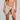 Beige crochet cover-up worn by a person on a plain background