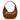 a half moon leather bag in camel on a white backgound.