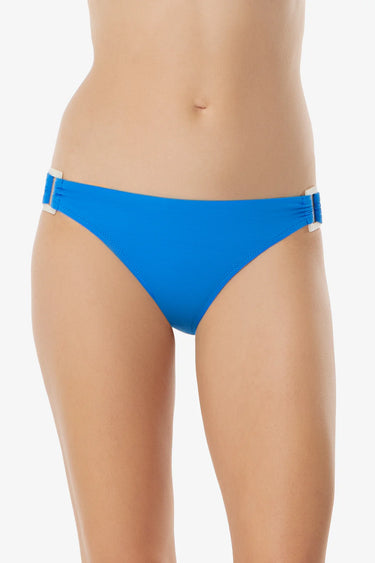 Blue bikini bottom on a white background