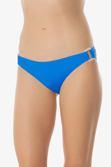 Blue bikini bottom on a white background