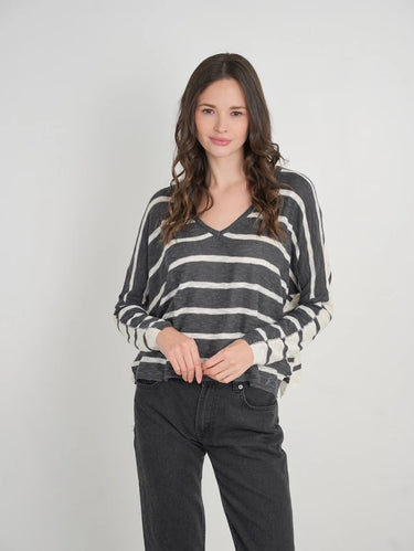 Aboat Time Striped Sweater in Steel by Stitchdrop