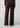 Chocolate brown button-front cardigan styled with matching wide-leg velvet pants and pointed-toe shoes on a model.