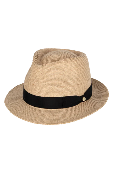 a natural fedora on a neutral background