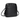 Black leather crossbody bag with a strap on a white background