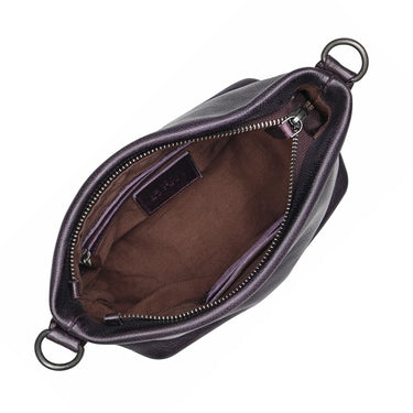 Brown leather pouch with zipper on a white background