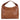 Brown leather handbag on a white background