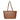 Brown leather tote bag on a white background