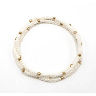 OG Classic Bracelet Stack in Pearl White + Gold Filled By Erin Gray - Time Out Clothing