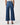 A model shown from the back wearing dark blue wide-leg cropped denim jeans, a striped top, and black sandals against a plain light gray studio background.