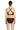 Black bikini set with criss-cross straps on a white background
