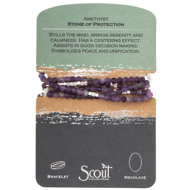 Amethyst bracelet on a Scout branded card with description and brand logo.