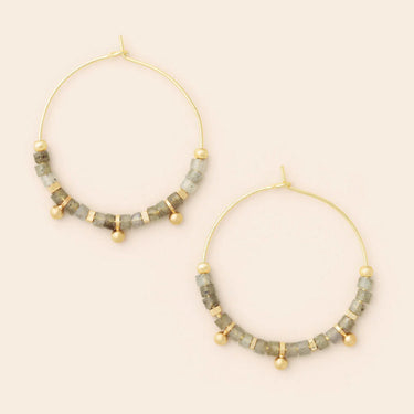 gold filled hoops with labradorite stones