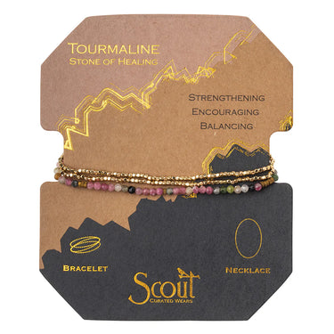 Set of bracelets on a Scout branded display card with 'Tourmaline' text.