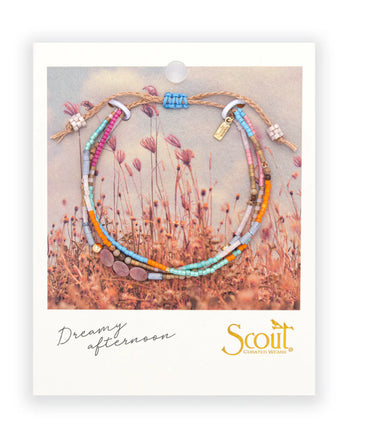 A semi precious stone bracelet on a branded cardstock