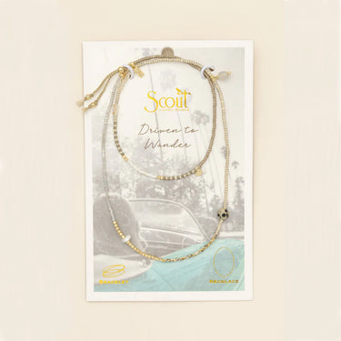 Scout jewelry card with a bracelet on a scenic background