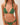 Green bikini with gold accents on a neutral background
