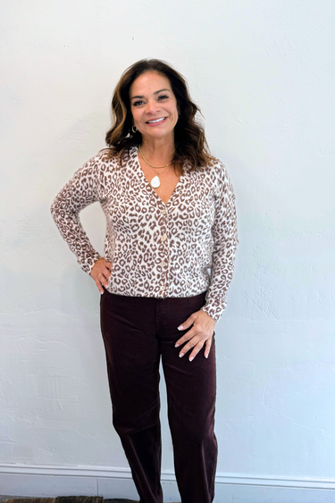 Cheetah Printed Cardigan - Time Out Clothing
