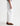 White pants worn by a person on a white background turned sideways
