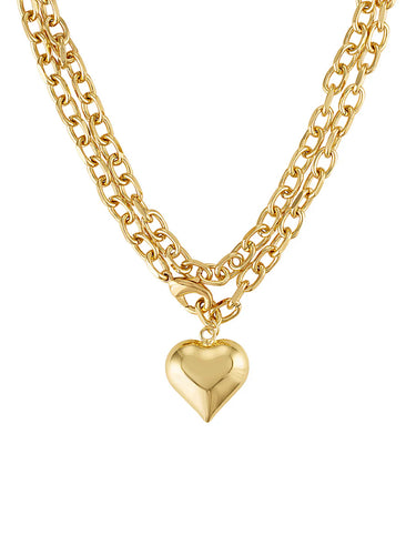 Poppy Puffy Heart 34" Necklace - Time Out Clothing