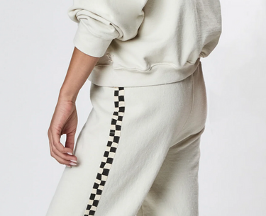 Studio Fleece Sweatant with Checkerboard Side Trim - Time Out Clothing