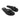 Black valentina flip-flops with flower details on a white background