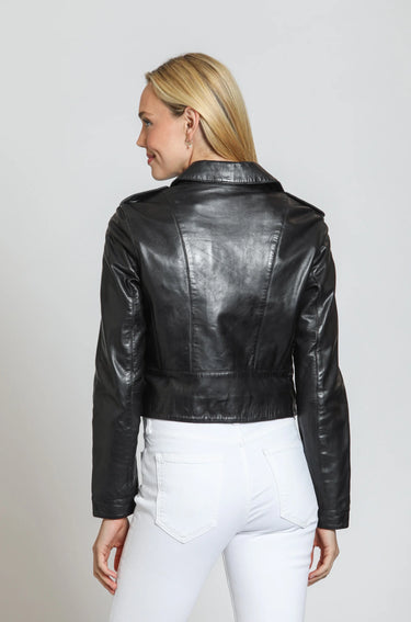 Cropped  Washed and Waxed Leather Jacket - Time Out Clothing