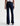 Person wearing dark blue jeans on a white background