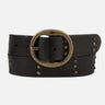 Dion Round Buckle Studded Leather Belt - Time Out Clothing