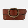 Dion Round Buckle Studded Leather Belt - Time Out Clothing