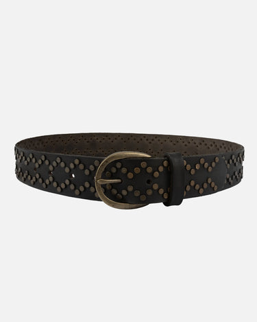 Demi Oval Buckle Studded Leather Belt - Time Out Clothing