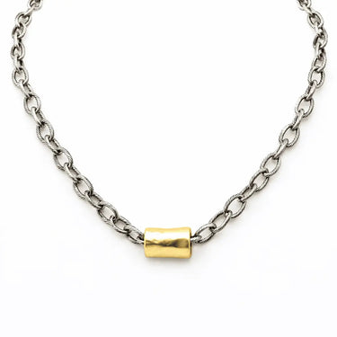 Allure Gold Barrel Mixed Metal Statement Necklace By Erin Gray - Time Out Clothing