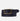 A black leather belt with a textured finish and a gold-tone rectangular buckle, coiled on a light gray background.