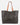 A large dark gray leather tote bag with contrasting brown shoulder straps, shown against a plain light gray background.
