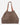 A large taupe-brown leather tote bag with contrasting medium-brown shoulder straps, shown against a plain light gray background.