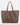 A large taupe-brown leather tote bag with two medium-brown shoulder straps, shown against a plain light gray background.