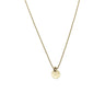 Gold filled dots necklace with a round pendant on a white background