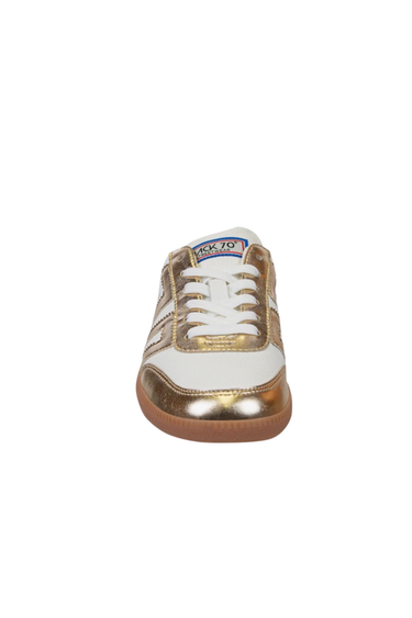 White and gold sneaker on a white background