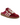 Back 70 red velvet slip-on sneaker with cream woven logo, white laces, and gum sole.